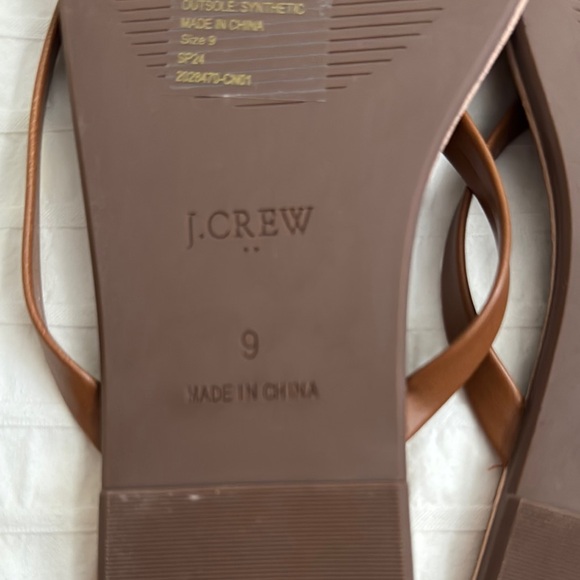 NEW J. Crew Brown Leather Minimalist Sandals with Thin Straps - Picture 2 of 3